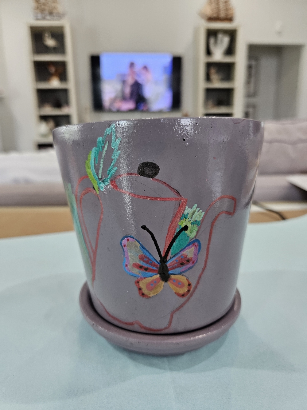 Lavender Butterfly Ceramic Planter Pot